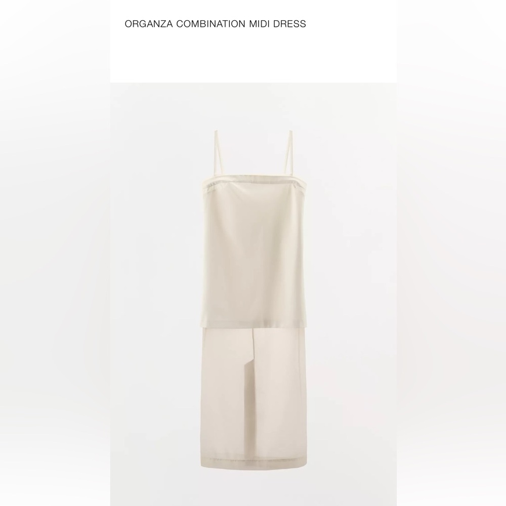Zara Cream Organza Combination Midi Dress